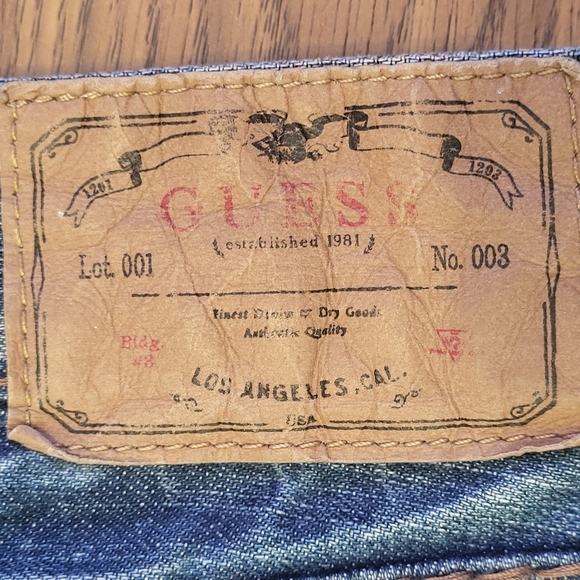 Mens Guess Desmond Relaxed Straight Jeans 32x26 Blue Denim Thick Stitch B21 - Picture 14 of 15